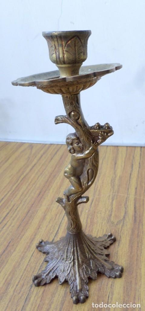 Antig&uuml;edades: Candelabro - l&aacute;mpara bronce lat&oacute;n - Foto 2