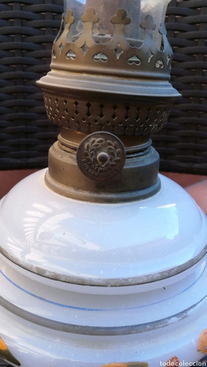 Antig&uuml;edades: ANTIGUO QUINQUEL OPALINA CON DIBUJOS - Foto 3