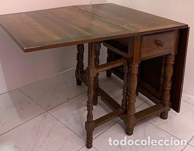 Antig&uuml;edades: Mesa de alas de madera de morera - Foto 7