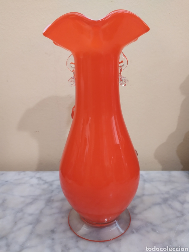 Antig&uuml;edades: Jarron, florero de cristal de Murano, naranja. - Foto 2