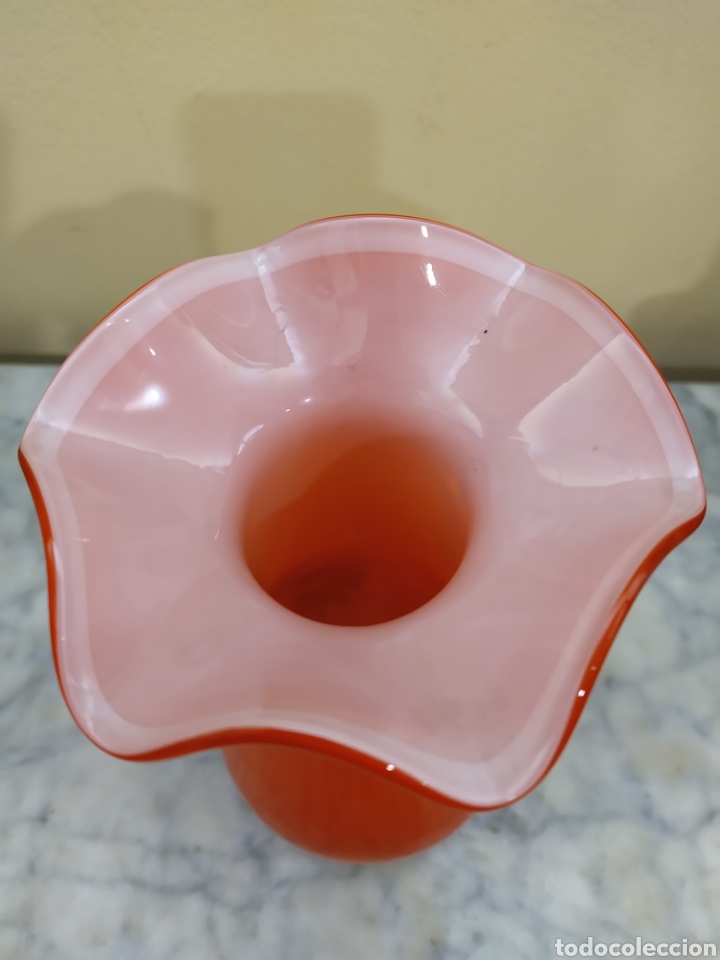 Antig&uuml;edades: Jarron, florero de cristal de Murano, naranja. - Foto 3