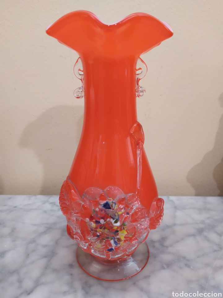 Antig&uuml;edades: Jarron, florero de cristal de Murano, naranja. - Foto 1