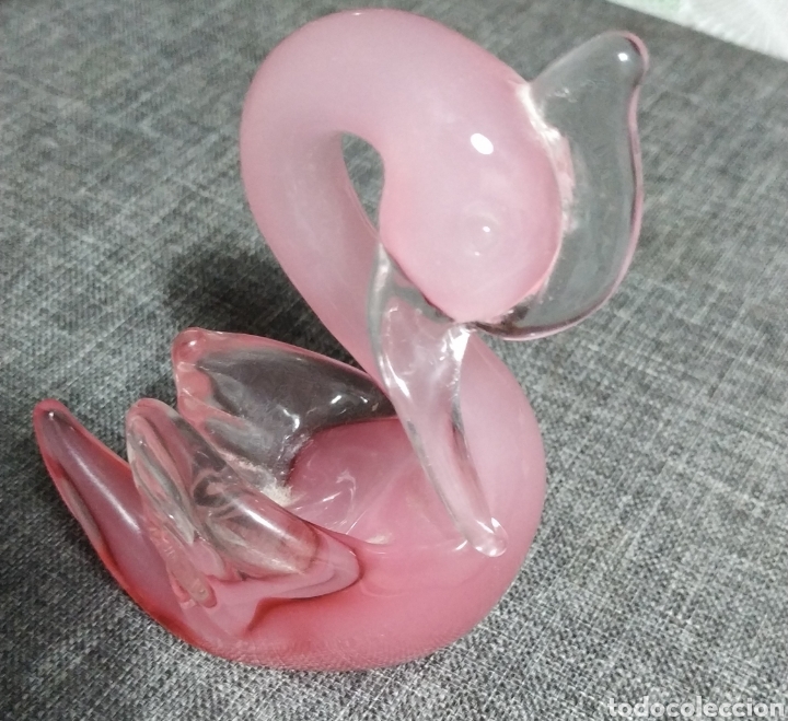 Antigüedades: Lindo Cisne rosa cristal de Murano - Foto 2 - 223254706