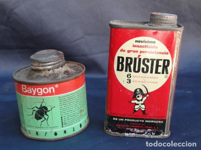 Antig&uuml;edades: 2 BOTES LAT&Oacute;N INSECTICIDA BAYGON Y BRUSTER. - Foto 1