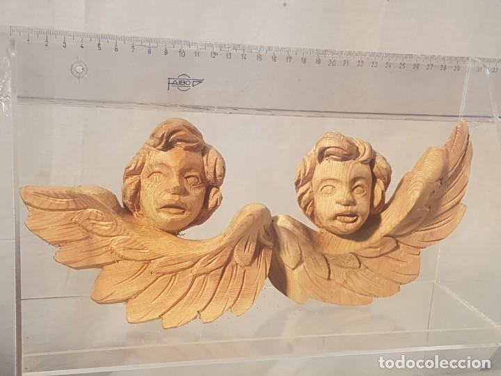 Antig&uuml;edades: Pareja Querubines de madera tallada - Foto 2
