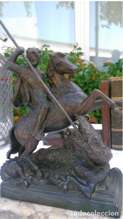 Antig&uuml;edades: ESCRIBAN&Iacute;A DE BRONCE. SAN JORGE - Foto 1