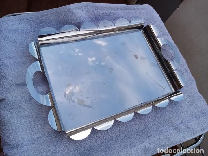 Antig&uuml;edades: Bonita bandeja rectangular de acero inoxidable - Foto 3