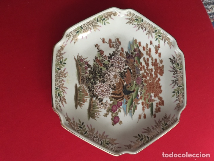 Antig&uuml;edades: Plato SATSUMA hexagonal con filo de oro - Foto 1
