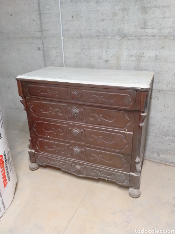 Antig&uuml;edades: Comoda de la ditada parte alta marmol - Foto 1