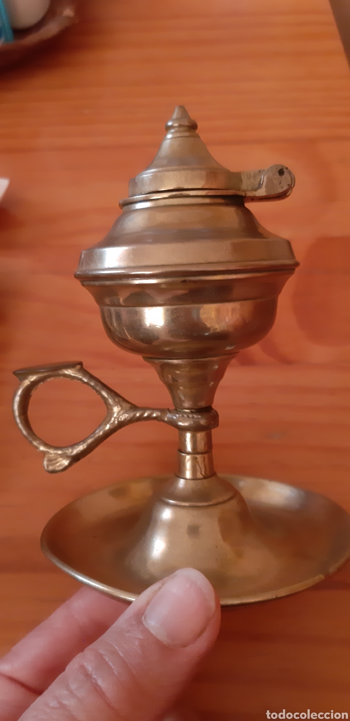 Antig&uuml;edades: Antigua lampara quinque de aceite - Foto 4