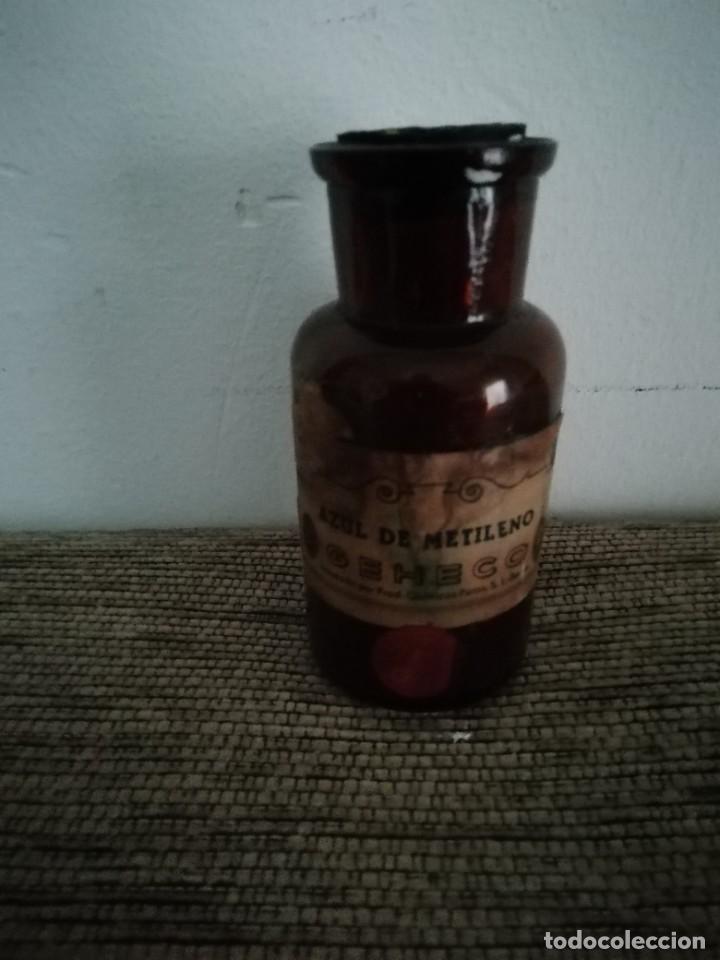 Antiques: Antiguo Tarro cristal tintado de farmacia mide 9 cm longuitud 4 cm di&aacute;metro