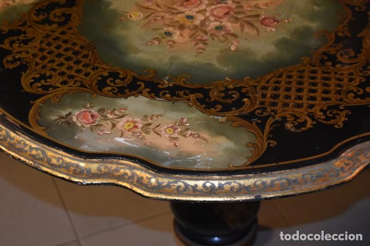 Antig&uuml;edades: ESPECTACULAR MESA ABATIBLE PINTADA A MANO - Foto 6