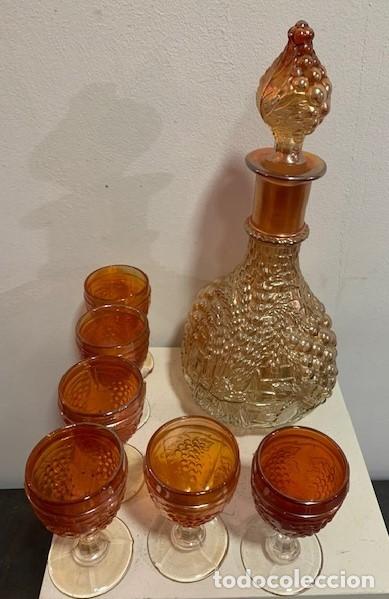 Antig&uuml;edades: Carnival Glass, servicio de licor. - Foto 1