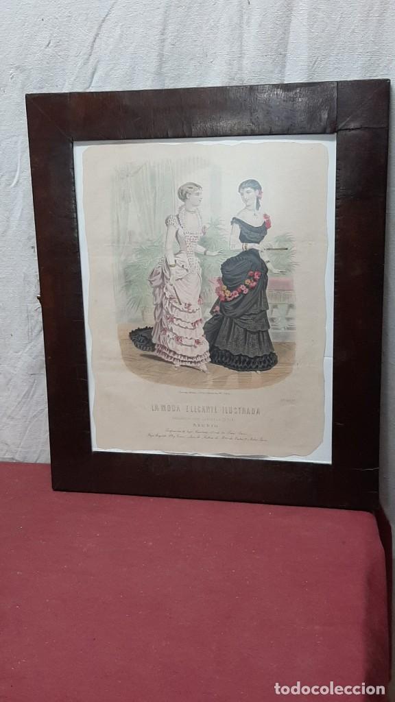 Antig&uuml;edades: LAMINA DE LA MODA ELEGANTE ILUSTRADA ENMARCADA... XIX - Foto 1
