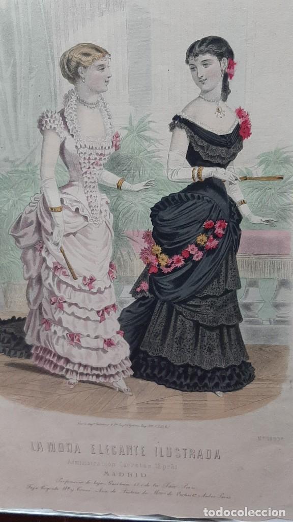 Antig&uuml;edades: LAMINA DE LA MODA ELEGANTE ILUSTRADA ENMARCADA... XIX - Foto 2