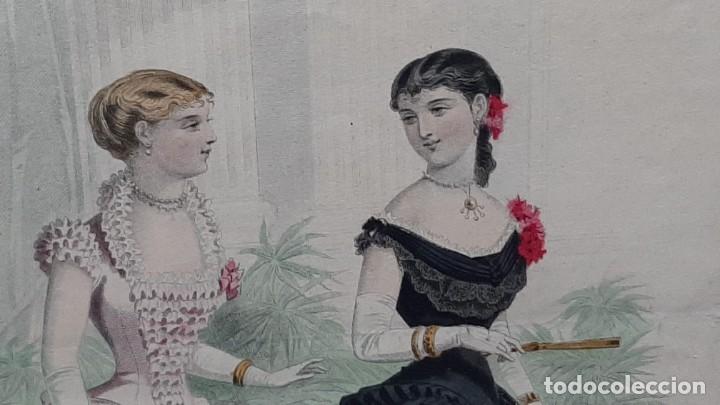 Antig&uuml;edades: LAMINA DE LA MODA ELEGANTE ILUSTRADA ENMARCADA... XIX - Foto 3
