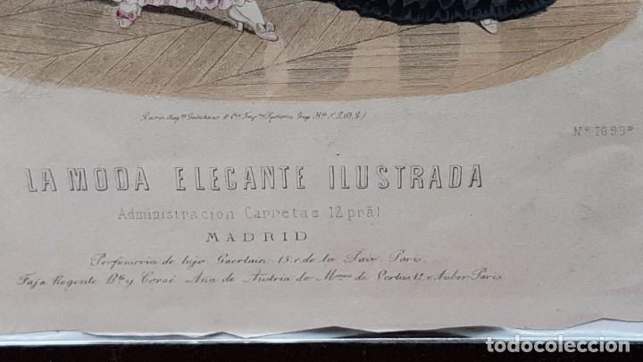 Antig&uuml;edades: LAMINA DE LA MODA ELEGANTE ILUSTRADA ENMARCADA... XIX - Foto 4