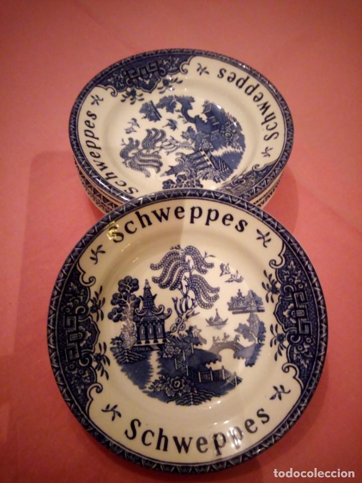Antigüedades: Lote de 6 cuencos de aperitivos de porcelana enoch wedgwood tunstall ltd england schweppes - Foto 2 - 224105466