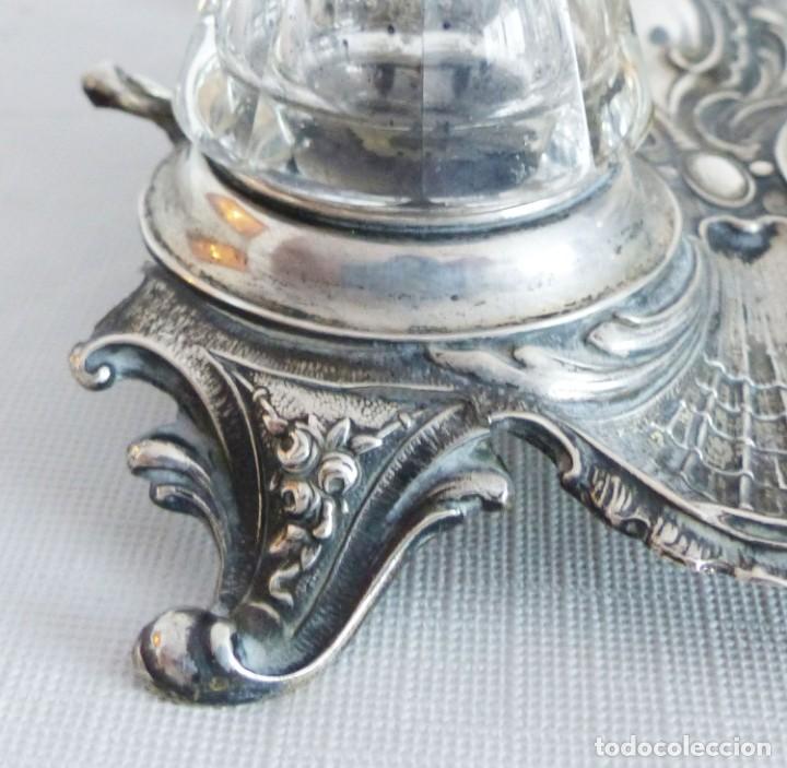 Antig&uuml;edades: TINTERO DE PLATA Y CRISTAL MODERNISTA. - Foto 6