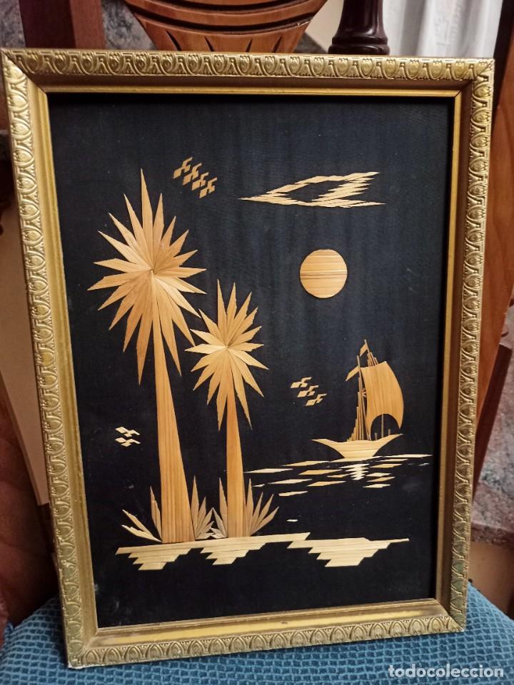 Oggetti Antichi: Cuadro en tela y hojas de palma