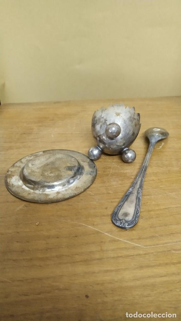 Antig&uuml;edades: Conjunto huevera, platito y cuchara de la primera comuni&oacute;n - Foto 6