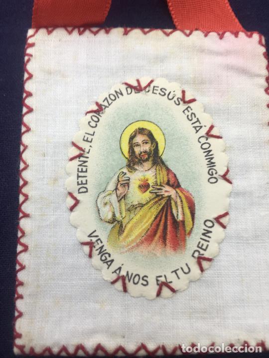 Antig&uuml;edades: ESCAPULARIO DE SAGRADO CORAZON DE JESUS - 5,50 X 7 CMS. - Foto 2