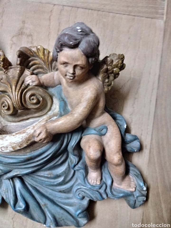 Antig&uuml;edades: Benditera con angeles de escayola - Foto 3