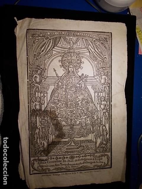 Antiguidades: muy antiguo papel de indulgencias, ante Sta. Imatge Na. Sra de la mers&eacute;