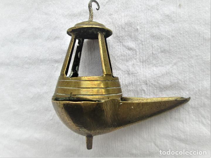 Antig&uuml;edades: CANDIL - ANTIGUA LAMPARA DE ACEITE EN BRONCE - Foto 4
