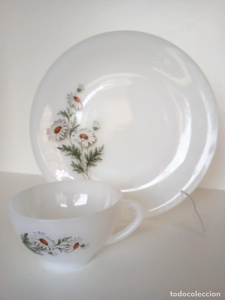 Antig&uuml;edades: Plato y taza de opalina - Foto 1