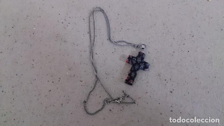 Antig&uuml;edades: Cruz de piedra y cadena de plata 925 - Foto 3