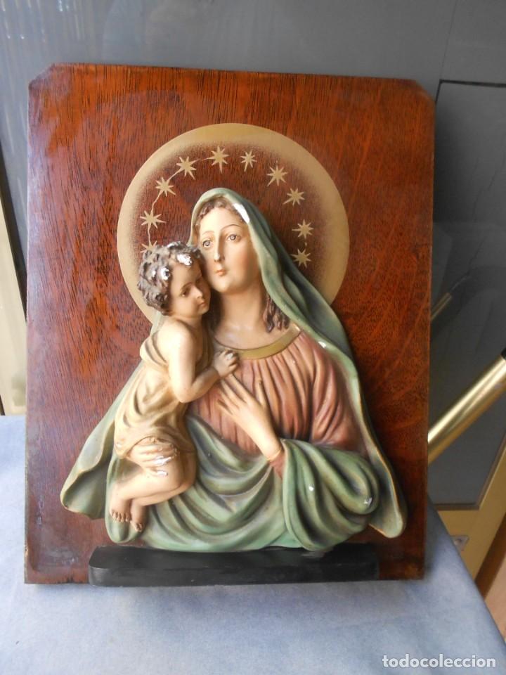 Antig&uuml;edades: MARCO DE MADERA CON VIRGEN Y NI&Ntilde;O - Foto 1