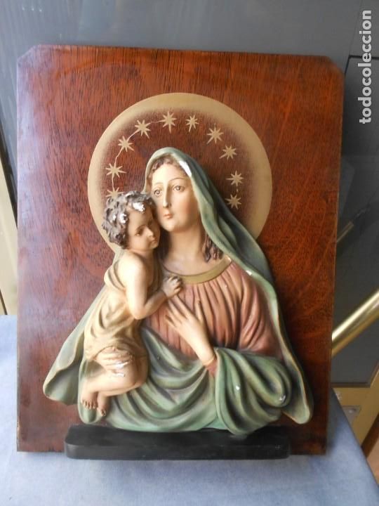 Antig&uuml;edades: MARCO DE MADERA CON VIRGEN Y NI&Ntilde;O - Foto 4
