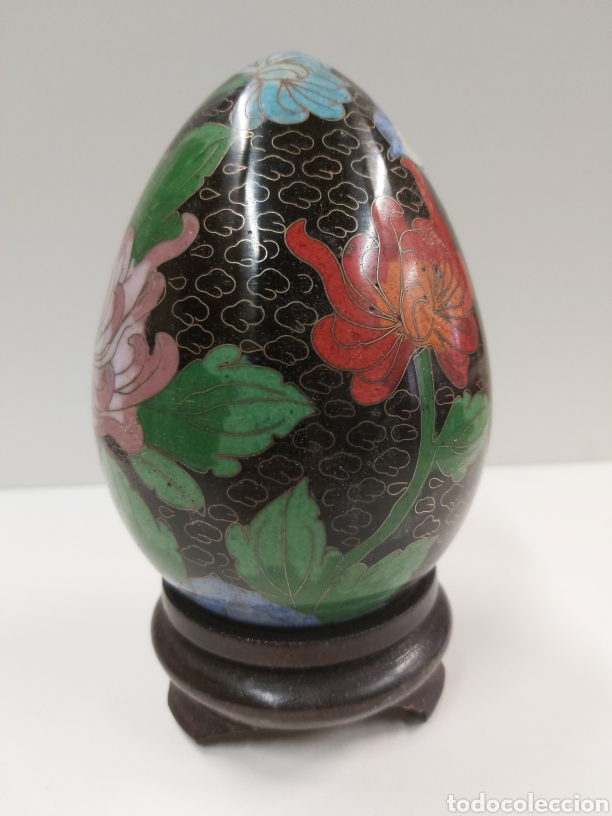 Antig&uuml;edades: Huevo bronce cloisonne 14cm - Foto 3