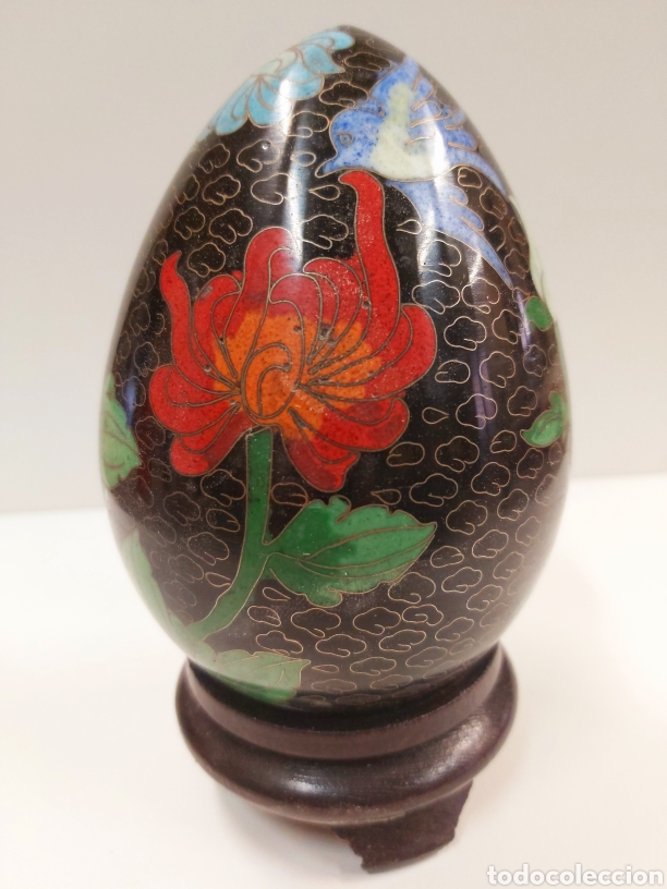 Antig&uuml;edades: Huevo bronce cloisonne 14cm - Foto 4