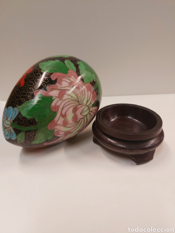 Antig&uuml;edades: Huevo bronce cloisonne 14cm - Foto 5