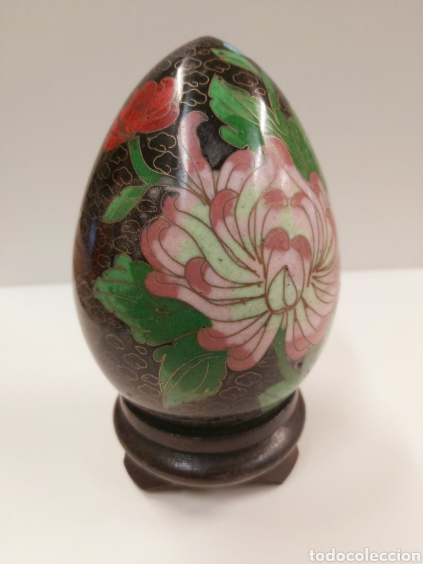 Antig&uuml;edades: Huevo bronce cloisonne 14cm - Foto 1