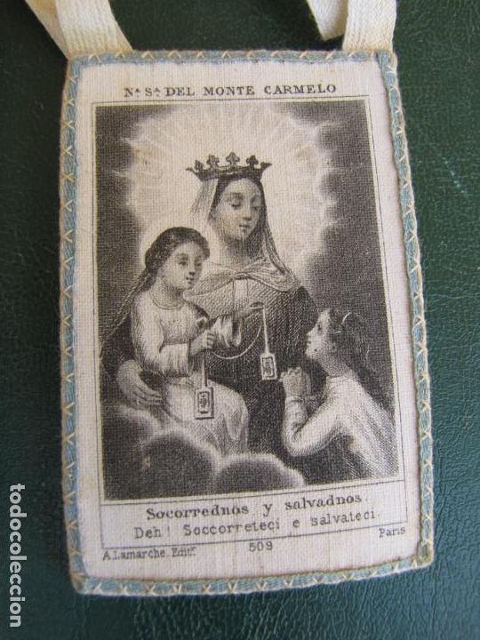 Antig&uuml;edades: 11.- Escapulario Nuestra Se&ntilde;ora del Monte Carmelo - Foto 2