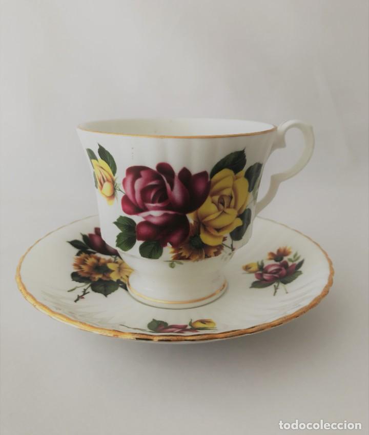 Antigüedades: Taza y platillo Royal Windsor- fina porcelana de hueso - Foto 2 - 225174737