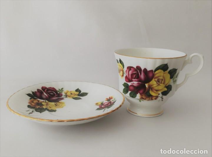 Antigüedades: Taza y platillo Royal Windsor- fina porcelana de hueso - Foto 8 - 225174737
