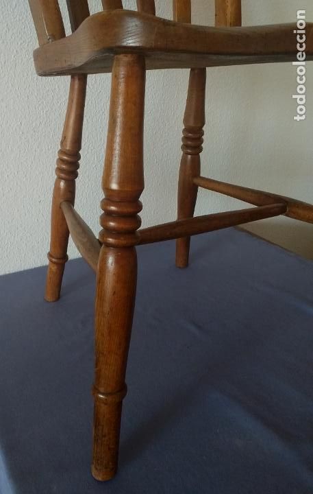 Antig&uuml;edades: Silla de estilo r&uacute;stico de olmo ingl&eacute;s - Spindle, siglo XIX - Foto 3