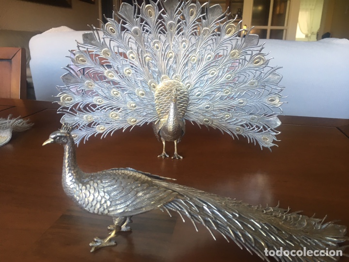 Antig&uuml;edades: ESPECTACULAR PAREJA DE FAISANES DE PLATA - Foto 1