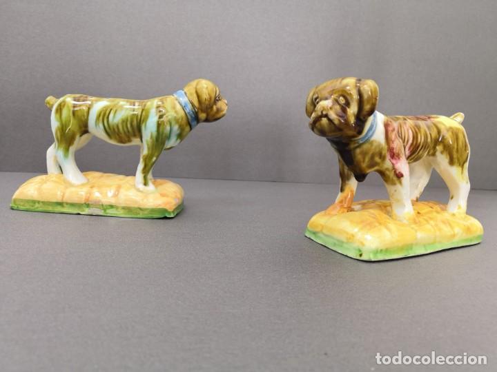 Antigüedades: Pareja de perros palilleros en cerámica vidriada Sargadelos de Gran tamaño - Foto 2 - 226164890