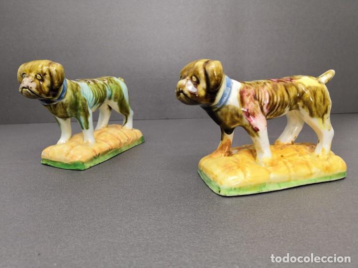 Antigüedades: Pareja de perros palilleros en cerámica vidriada Sargadelos de Gran tamaño - Foto 6 - 226164890