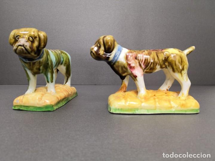 Antigüedades: Pareja de perros palilleros en cerámica vidriada Sargadelos de Gran tamaño - Foto 12 - 226164890