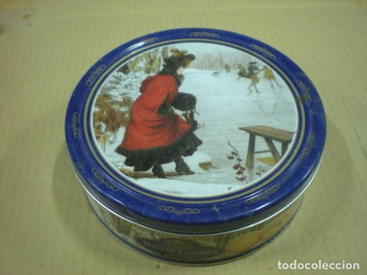 Antig&uuml;edades: CAJA METALICA DE GALLETAS BUTTER COOKIES D19CM H6,5CM
