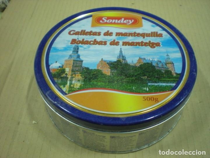 Antig&uuml;edades: CAJA METALICA PINTADA DE GALLETAS DE MANTEQUILLA SANDEY D19CM 6,5CM