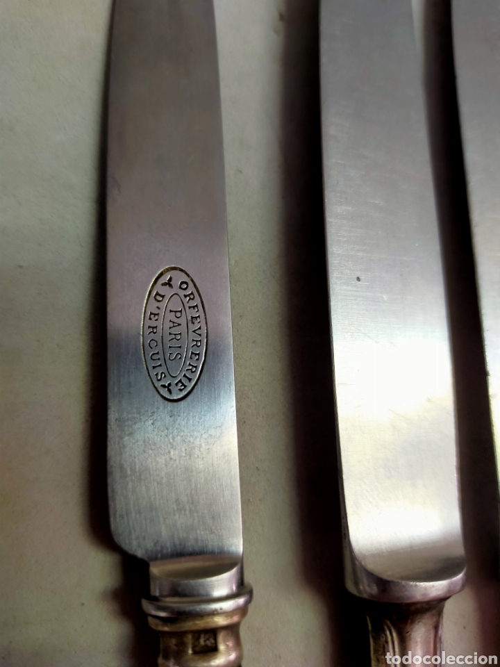 Antig&uuml;edades: LOTE DE 5 CUCHILLOS DE POSTRE. METAL PLATEADO. - Foto 11