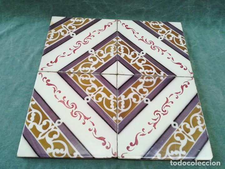 Antig&uuml;edades: LOTE DE 4 ANTIGUOS AZULEJOS - Foto 1