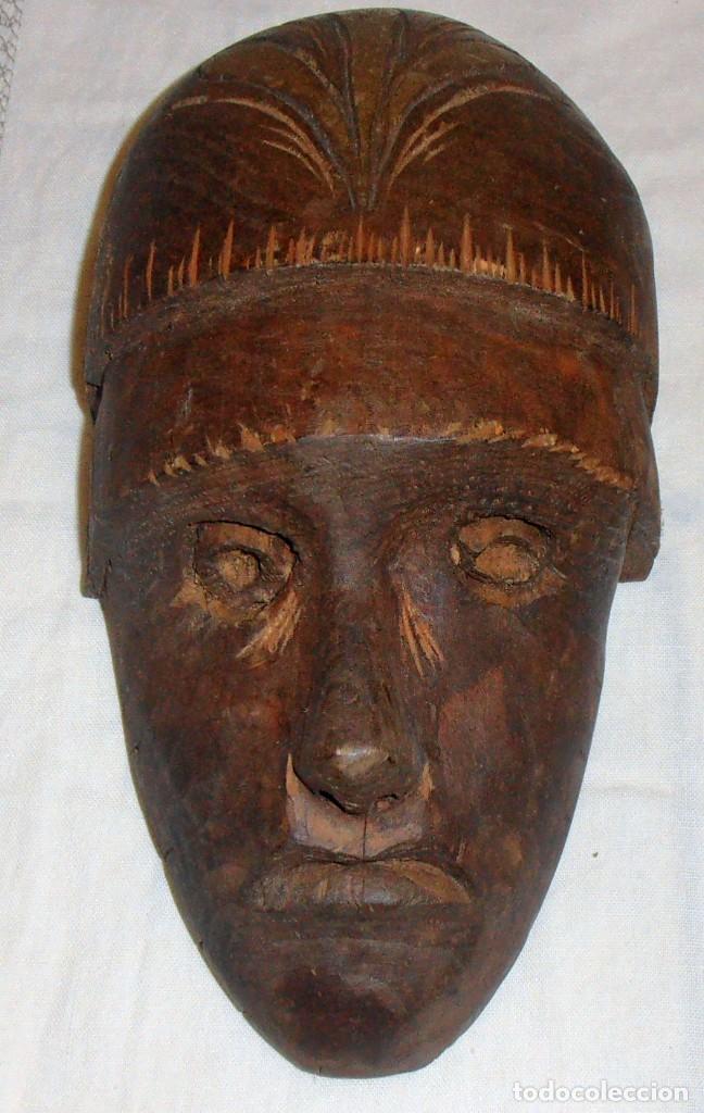 Antig&uuml;edades: CARA DE HOMBRE DE MADERA, CARETA DE MADERA - Foto 1